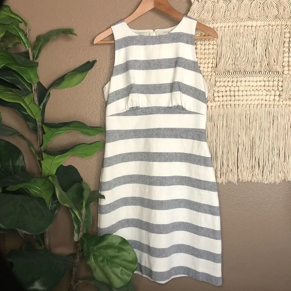 J. Crew Striped Basket Weave Dress